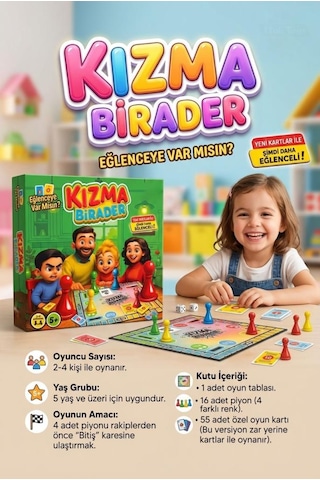 Kızma Birader 72 Parçalı 4 Kişilik 55 Kartlı Eğlenceli Ve Stratejik Aile Çocuk Kutu Oyunu