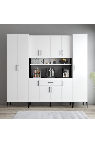 Tanmob Mdl0701 Alt Üst Üç Kapılı Çok Amaçlı Dolap 8 Kapaklı Çekme
