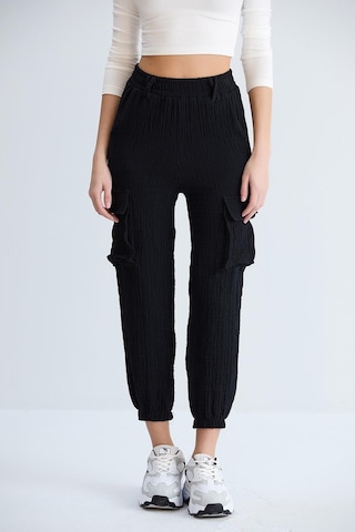 Sortie Collection Kargo Cepli Gofre Pantolon Siyah-siyah Siyah