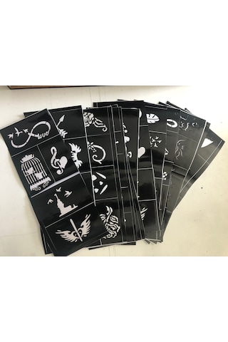 Hint Kınası Desenleri 12 Sayfa Birden 2 Tüp Kına, fırça Hediyeli Siyah