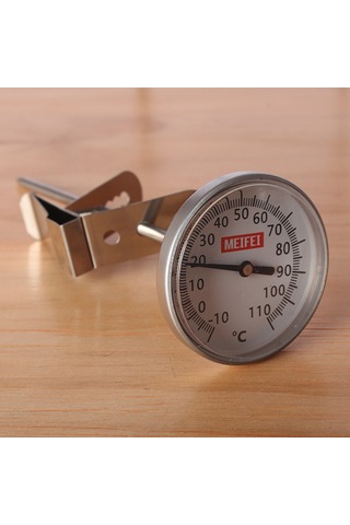 Maiyame Gümüş Büyük Ekranlı El Çekirdekli Termometre - Hızlı Ölçüm, Süt Köpüğü Ve Kahve Isısı Kontrolü, Klem İle Takılabilir -10 C/+100 C