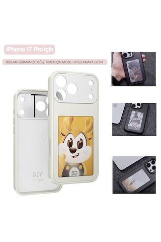 İphone 17 Pro Dört Renkli E-mürekkep Ekran Telefon Kılıfı - Beyaz Beyaz