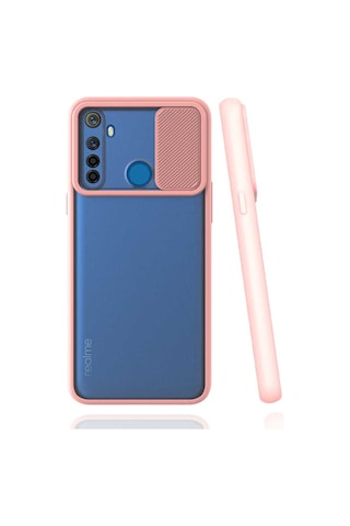 Noktaks - Realme Uyumlu Realme 6i - Kılıf Slayt Sürgülü Arkası Buzlu Lensi Kapak - Kırmızı T15451 Kirmizi
