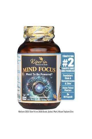 Kiperin Mind Focus Aslan Yelesi , Sitikolin, Rhodiola, L-theanin .. 1440mg Akıllı Gıda Takviyesi