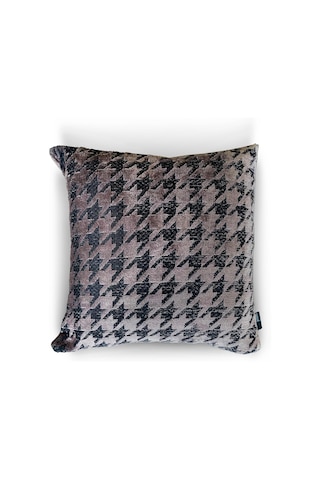 Taupe Houndstooth Kazayağı Desenli Dekoratif Kırlent/yastık Kılıfı 45x45 Cm,%100 Polyester Döşemelik Kumaş 50 x 22