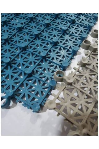 Mavi 16 Adet Yer Izgarası Yer Karosu Islak Zemin Yer Döşeme 1m2 Mavi