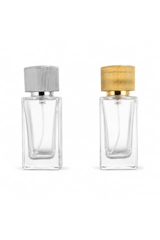 20 Adet Boş Cam Parfüm Şişe, 50 Ml, Küçük Kare Model, Şeffaf-fsk-50-10