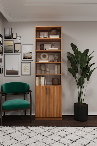 Asra Trend K-35 %100 MDF 60 cm Kapaklı Kitaplık Raflı Ofis Dosya Dolabı Petra