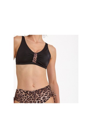 Argento Kadın Leopar Desenli Sabit Kaplı Yüksek Bel Bikini Takımı Siyah