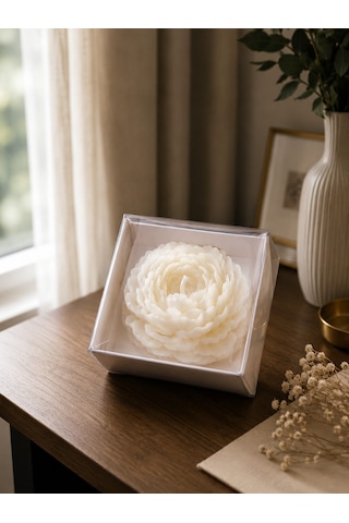 25 Adet El Yapımı Kraft Kutulu Şakayık Mum, Hediyelik, Düğün, Nikah, Kına, Nişan, Söz 001 - Beyaz