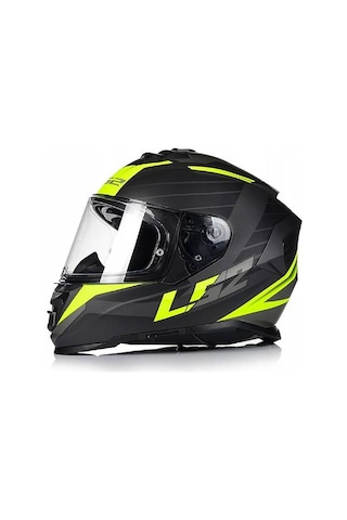 Ls2 Storm 2 Nerve Neon Sarı Kapalı Motosiklet Kaskı Siyah - Neon