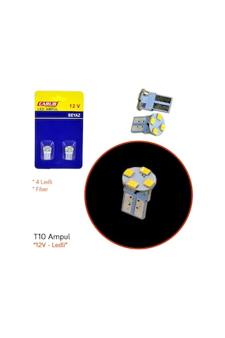 Carub 12V T10 Ampul 4 Led Smd Fiber Beyaz Br0400205