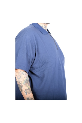 Mode Xl Büyük Beden Erkek Fermuarlı Polo Yaka T-shirt 25319 Indıgo İndigo