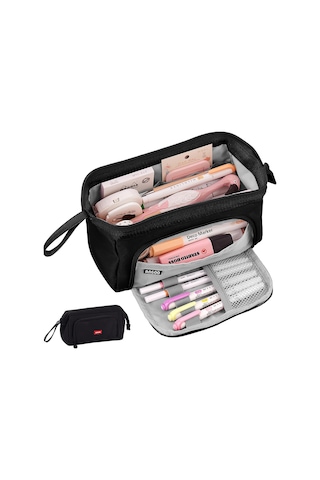 Büyük Kapasiteli Kalem Kutusu, Saplı Kalem Kutusu, Kızlar İçin Kalem Kutusu, Okul Malzemeleri, Ofis Düzenleyici, Makyaj Çantası Th