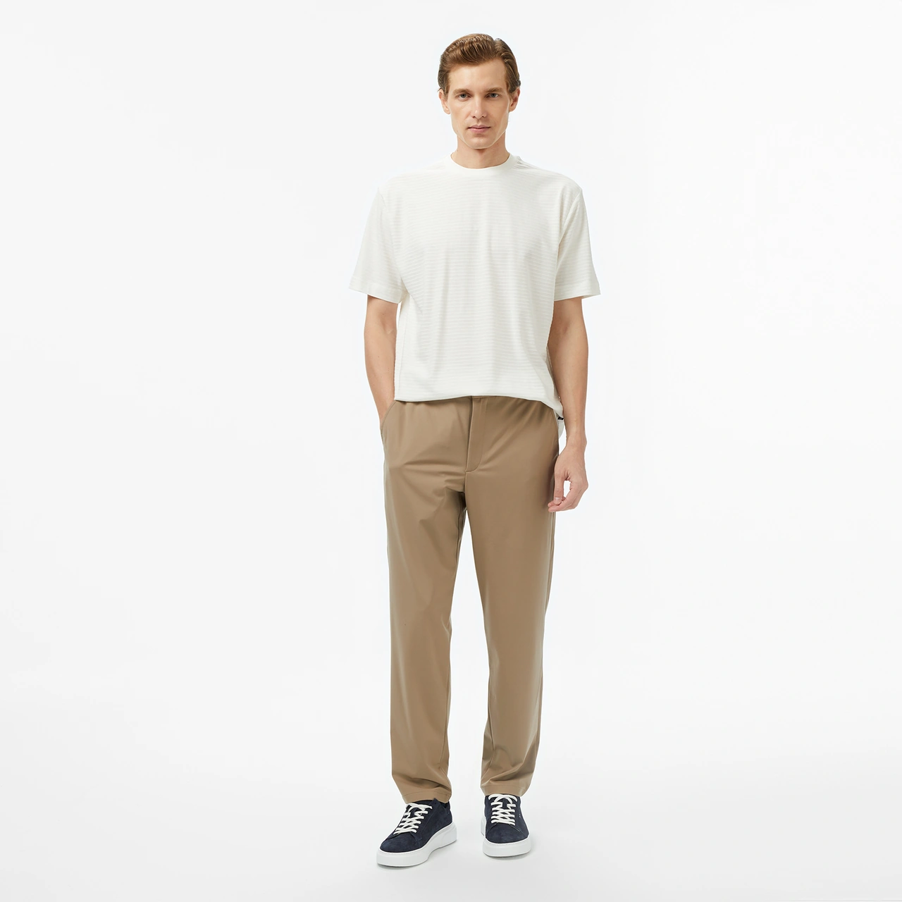 Nautica Erkek Krem Regular Fit Çizgili T-shirt Çizgili V55326t Krem