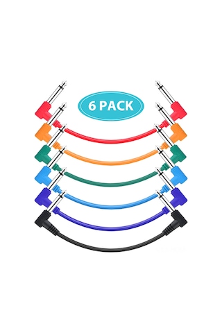Suofeng 6.35mm Kavisli Gitar Efekt Pedalı Kablosu - 15cm Uzunluk, 6'lı Paket, Pvc Kaplama, Çok Renkli Seçenek