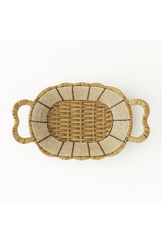 Oval Hasır Ekmek Sepeti-27cm X18 Cm X 7 Cm Beyaz - Kahverengi
