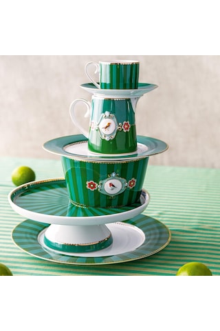 Yeşil Porselen Kek Standı 24 Cm