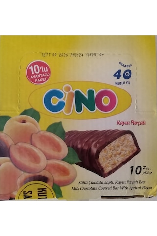 Sütlü Çikolata Kaplı Kayısı Parçalı Bar 10 X 25 Gr.