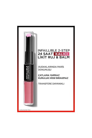 L'Oreal Paris Infaillible 2 Step 24 Saat Kalıcı Likit Ruj & Balm 213 Toujours Teaberry