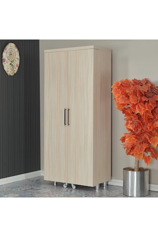 Pasific Home Guzzo Tekerlekli Kiler Çok Amaçlı Erzak Dolabı 80 cm Açık Meşe