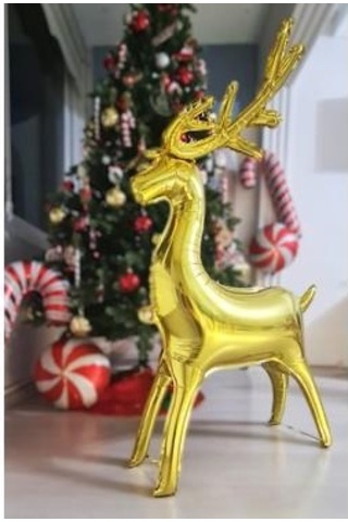 85x41,5 Cm Altın Geyik Boynuz Folyo Balon Yılbaşı Dekoratif Parti Balonu