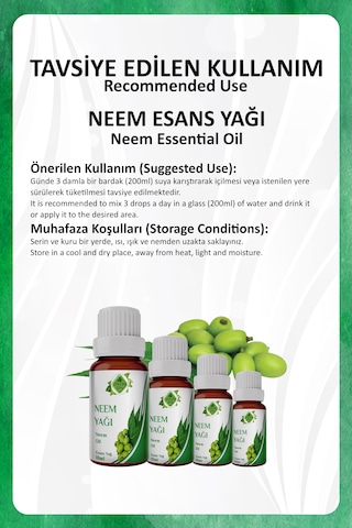 Neem Yağı Neem Essential Oil 10 Ml.