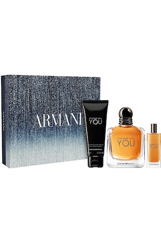 Emporio Armani Stronger With You Edt 100 Ml + Stronger With You Edt 15 Ml + Body Shampoo 75 Ml Erkek Parfüm Seti Baharat - Odunsu