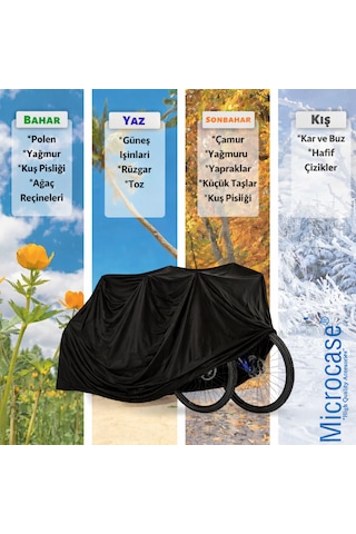 Microcase 2 Bisiklet İçin Su Geçirmez 4 Mevsim Kullanım Bisiklet Brandası 185x110x95 Cm Al5510 Siyah