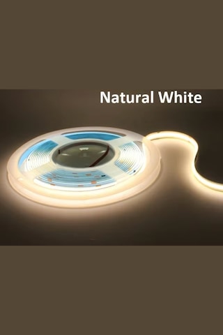 12v Cob Şerit Led 8mm 320 Ledli Esnek Natural Beyaz Cob Led Ip20 5 Metre