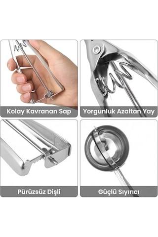 Paslanmaz Çelik Dondurma Kaşığı, 5 Cm, 180 Sıyırıcı Mekanizma, Yaylı Sap, Kurabiye Ve Meyve Porsiyonlama İçin