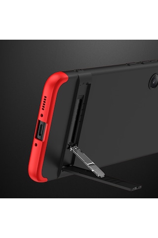 Galaxy A34 Kılıf Zore Kamera Korumalı Dikey Standlı Ays Kapak Siyah-Gri