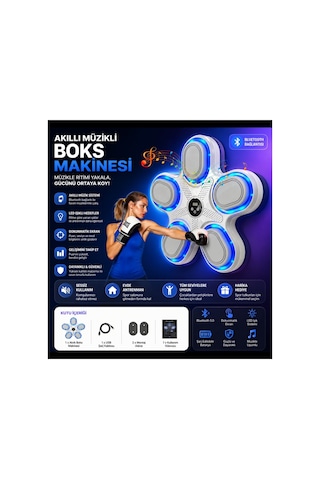 Bluetooth Hoparlör Özellikli Duvar Boks Makinesi Müzikli Box 9 Mod Seviye Ve Ritim Ayarlı Led Işıklı Şarjlı Box Standı