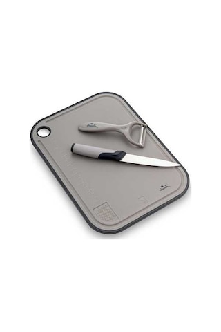 Bloomnest Akıllı Gri Kesme Tahtası Seti - Bıçak + Soyacak + Kesme Tahtası Gri