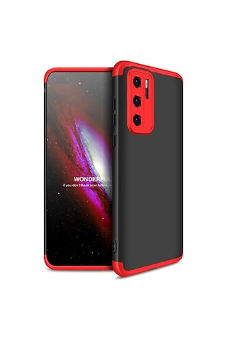 Huawei P40 Pro Kılıf Zore Ays Kapak Siyah-Kırmızı