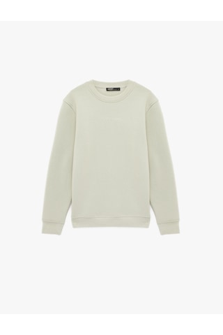 Koton Uzun Kollu Şardonlu Bisiklet Yaka Baskılı Sweatshirt Gri 6wam70309mk