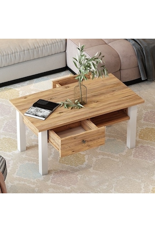 Orta Sehpa Loft Beyaz Antik Çam