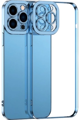Hepsi Ally Fashion Series iPhone Uyumlu 11 Pro Kılıf Renkli Kenar Lazer Çerçeveli Silikon Kılıf- 5775 Najmaddin Mavi