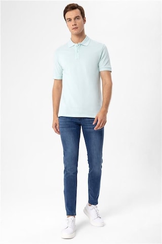 Su Yeşili Slim Armürlü Polo Yaka Tişört Su Yeşili