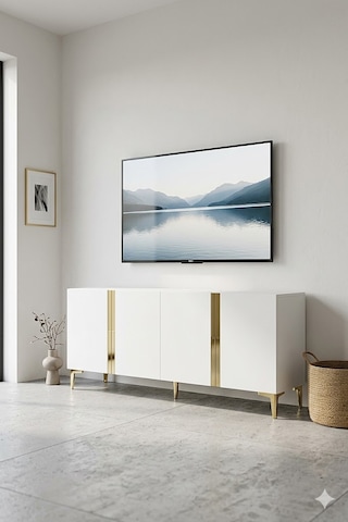 Ka1898bg Anka Konsol Ve Tv Sehpası Beyaz-gold 180cm