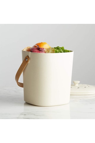 Crate & Barrel Bamboozle Beyaz Kompost Kovası, Bambu Lifli Ve Karbon Filtreli Saklama Kapları Çok Renkli