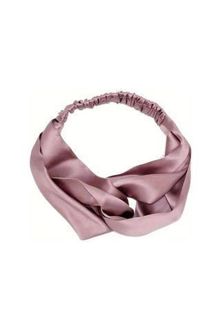 Elmpaly Şampanya %100 Saf İpek Geniş Rahat Kadın Saç Bandı Şampanya