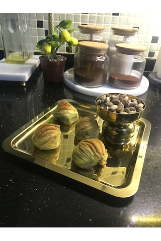 KARE GOLD TEPSİ KELEBEKSİZ 1. KALİTE 1 ADET SÖZ NİŞAN SUNUM TEPSİ
