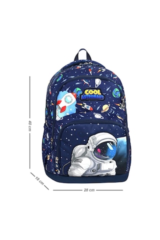 Elegance Astronot Uzay Figürlü Çocuk İlkokul Okul Çanta Beslenme Kalemlik Seti 117 Lacivert
