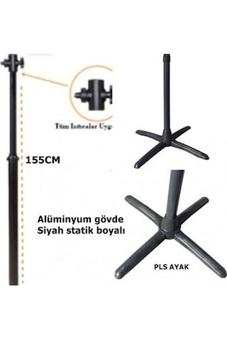Soba Ayağı Ufo.Kumtel Istıcı Ayağı Alüminyum 155 Cm-Siyah