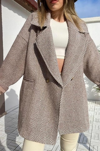 Perry Oversize Kruvaze Kaban-camel-balık Sırtı Desen