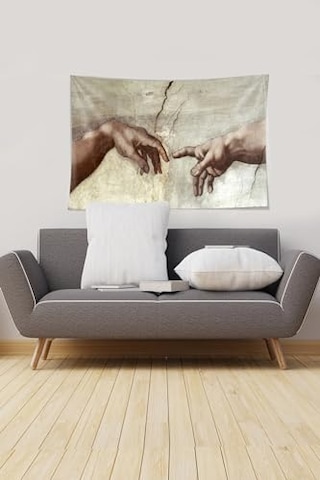 Ontheclouds Beyaz Ademin Yaratılışı Leke Tutmaz Kadife Kumaş Duvar Örtüsü Duvar Halısı Tapestry, 70 X 100