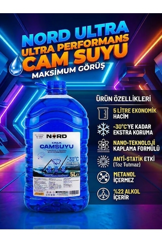 Nord Kışlık Antifrizli Cam Suyu 5 L -30 C Yağmur Kaydırıcı