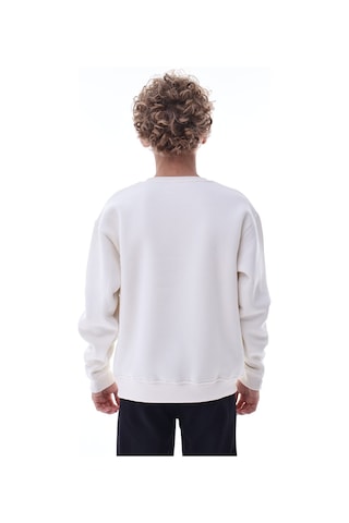 Ekru Erkek Çocuk Sweat Pamuklu Rahat Kalıp Basic Uzun Kollu Ekru