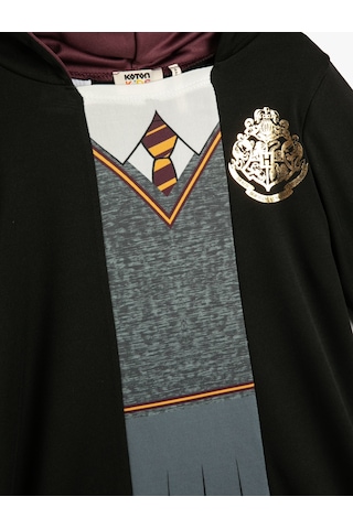 Koton Harry Potter Kostüm Elbise Lisanslı Kapşonlu Baskı Detaylı Uzun Kollu Siyah 4wkg80067ak 4WKG80067AK999 Siyah